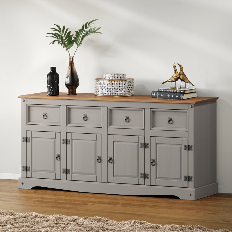 Corona Grey Pine Chest Of Drawers – 6 Drawer 3+3, Solid Pine, Mexican Wax Finish, Country Rustic